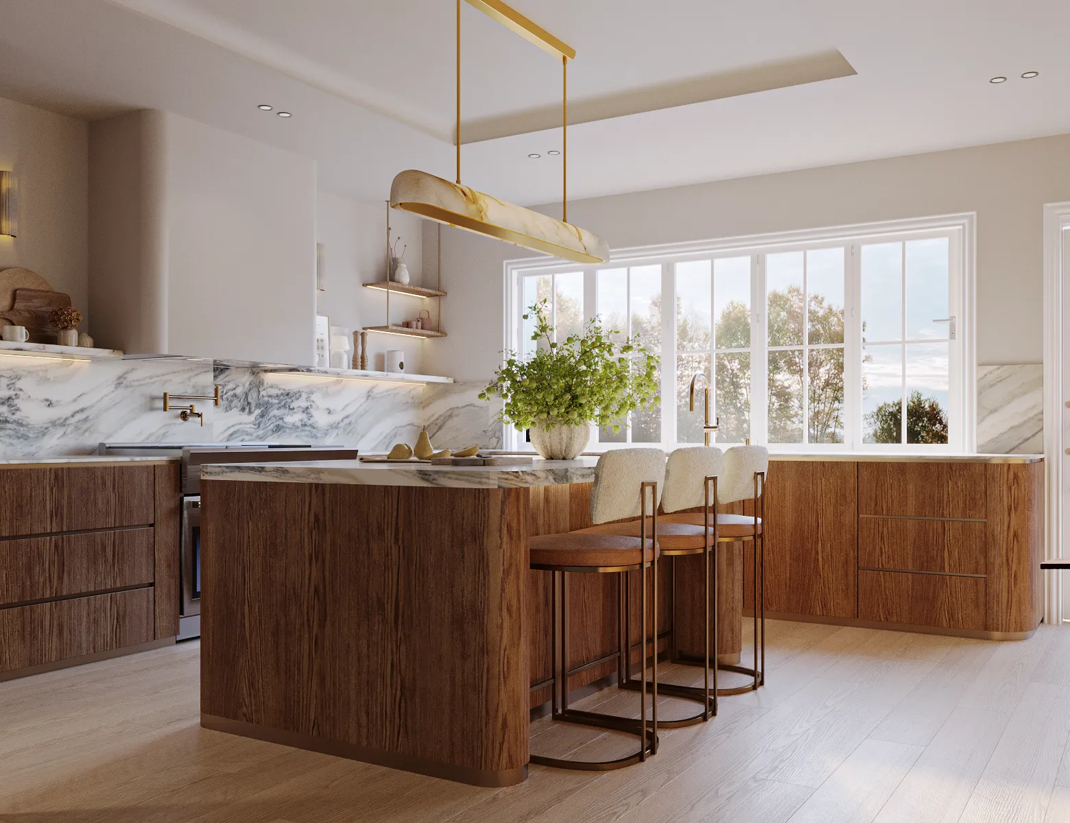 Warm Modern Kitchen with Natural Materials & Refined Details