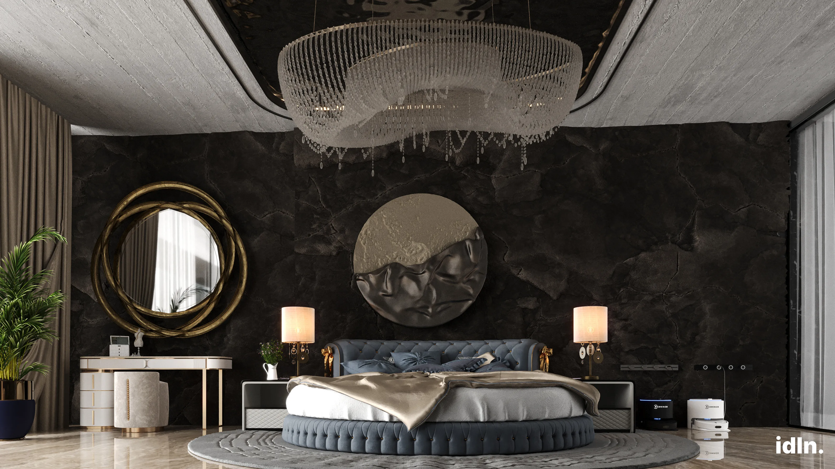 An Opulent Interior Design Of A Bedroom In Shanghai